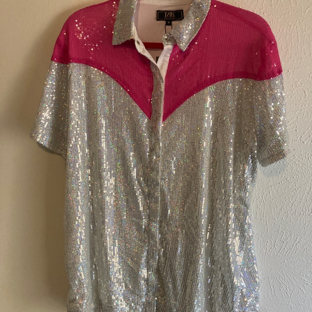 Sequin button up